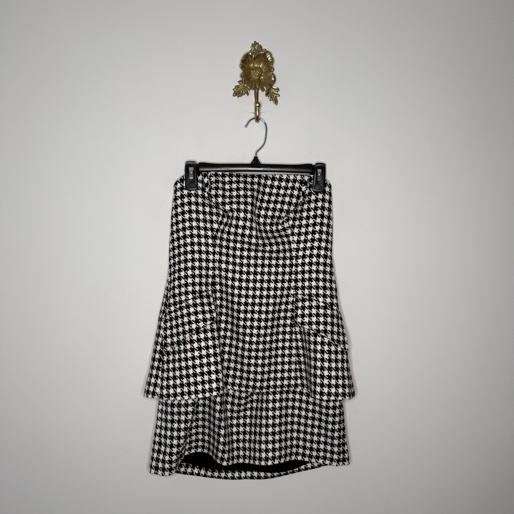 Anthropologie Maeve Strapless Peplum Tweed Mini Dress M